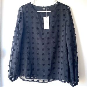 Sheer Black Polka Dot Top